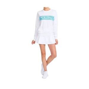 NEW AME & LULU pickleball club sports sweater in white/light blue